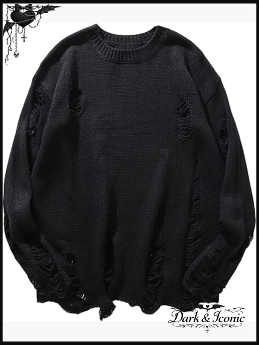 Oversized Striped Pullover Sweater, Loose Fit, Long Sleeve, Gothic Punk Style